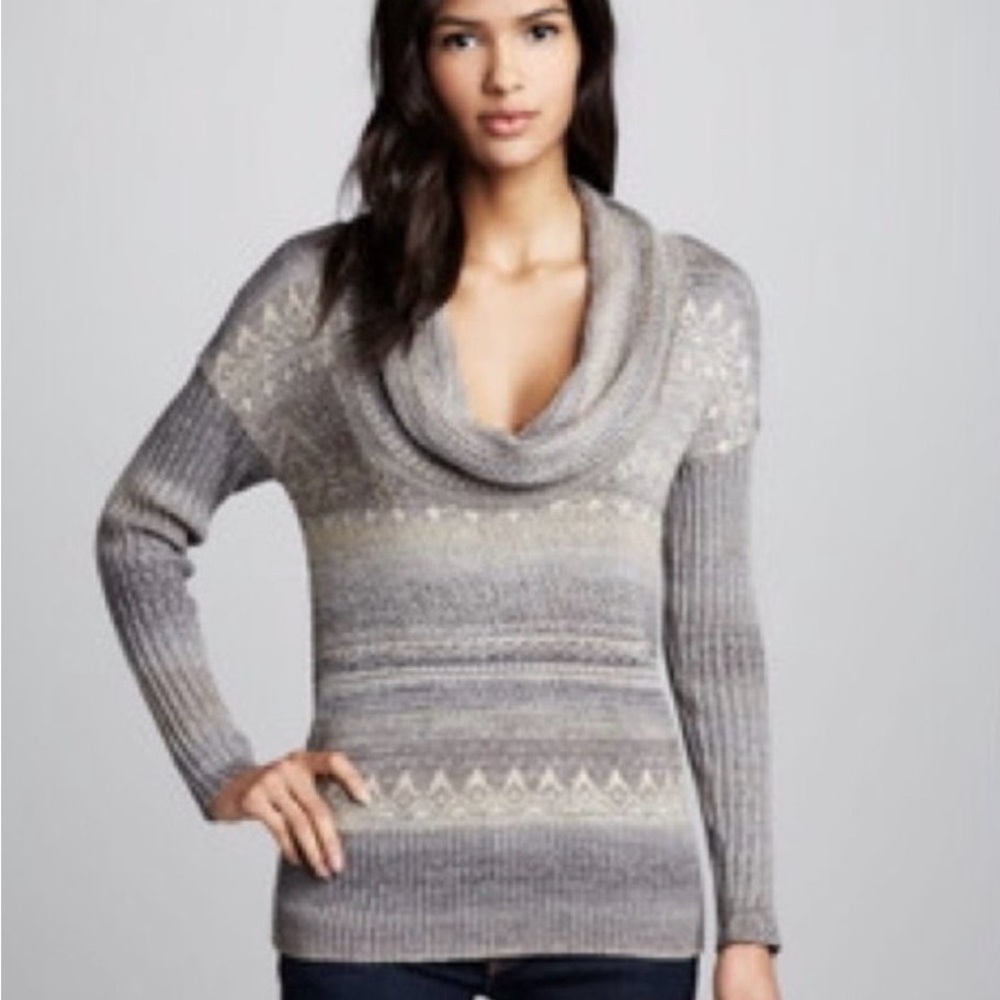 FP Movement by Free People Gray and Cream Cowl Neck Sweater